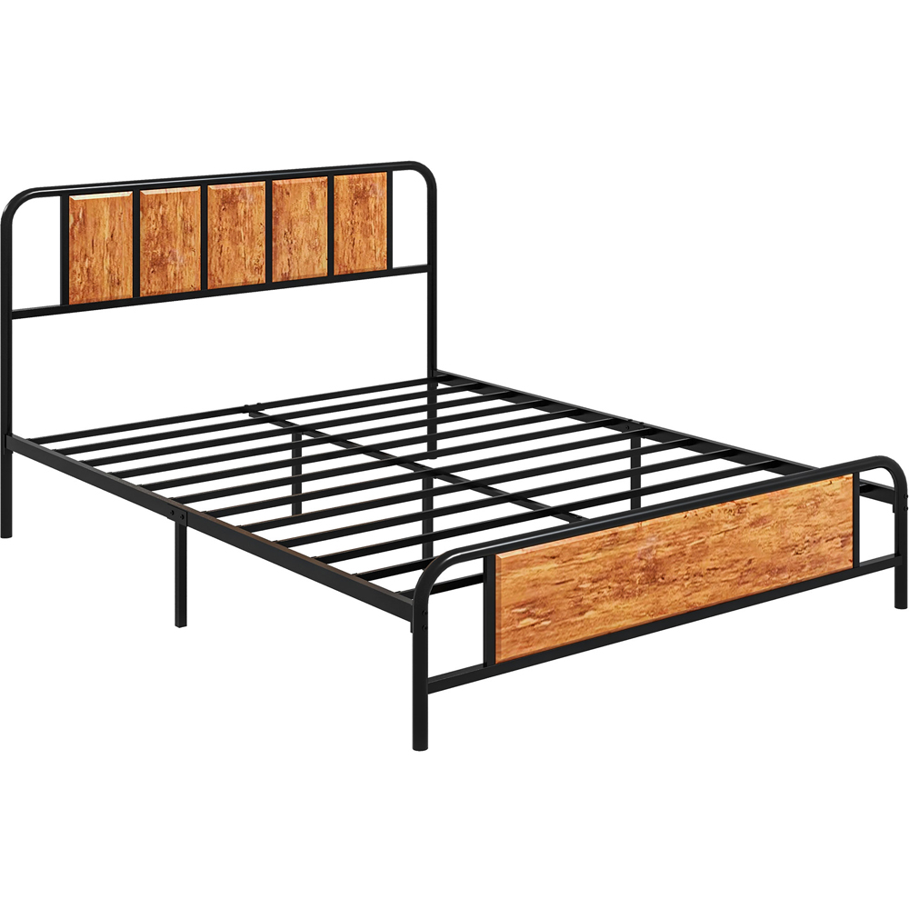 Portland King Size Rustic Brown Steel Bed Frame Image 2