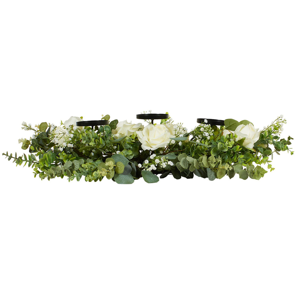 Floral Triple Centrepiece Candle Holder Green Image 5