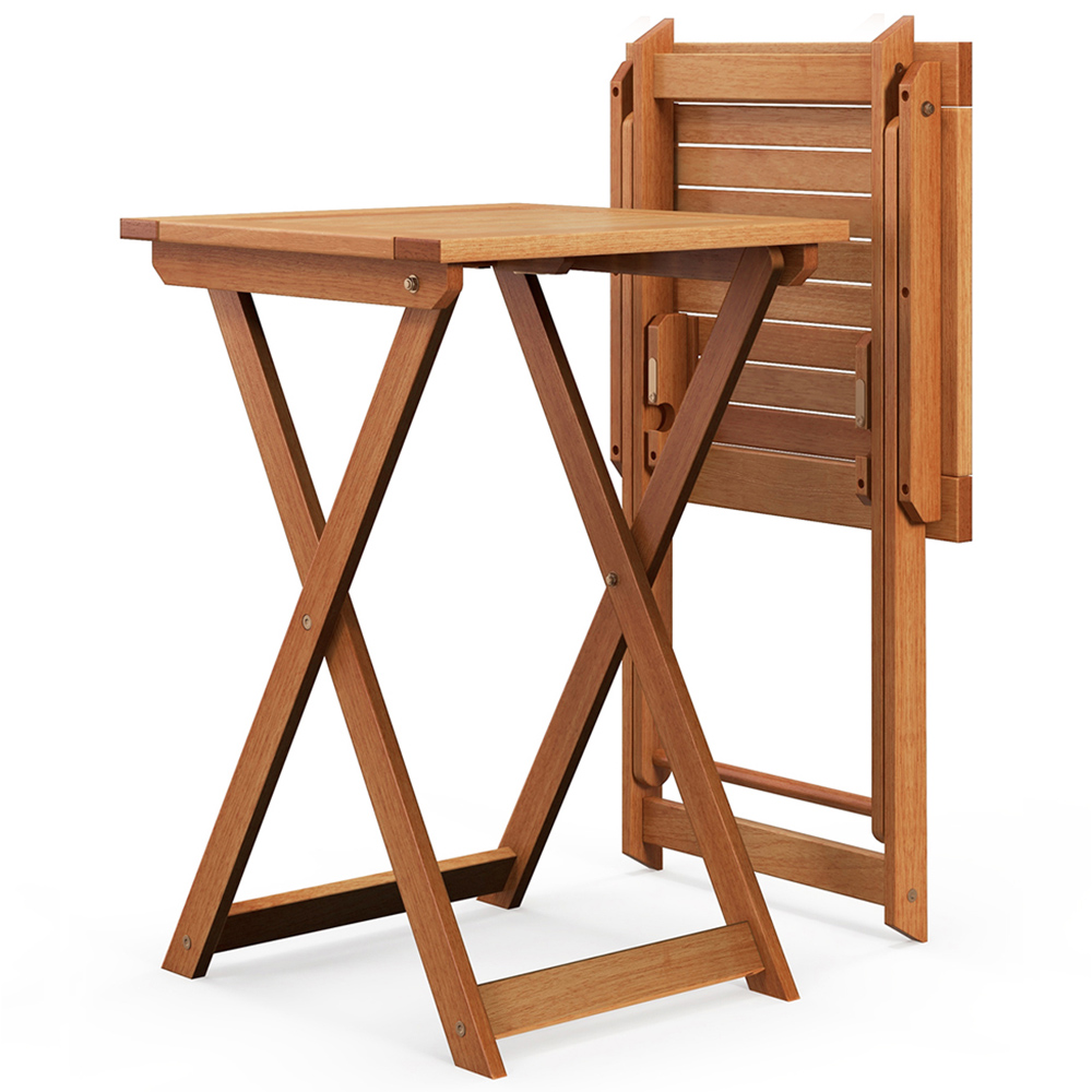Costway Folding Outdoor Bistro Table with Slatted Tabletop Image 2