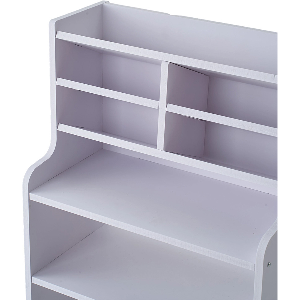 Living and Home 2 Shelf White Desktop Storage Shelf with Raised Base and Angled Compartments Image 4