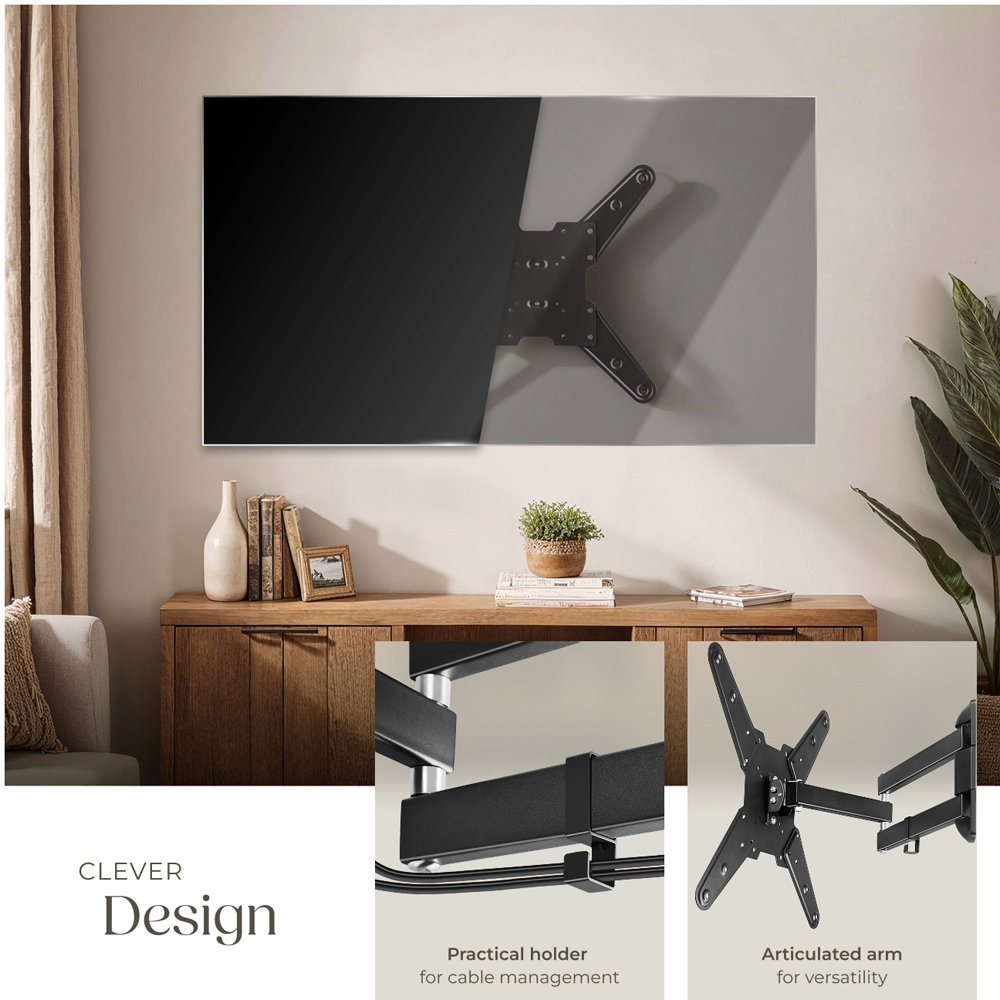 tectake Black 26 to 75 inch Extendable Tilt and Swivel TV Bracket Image 6