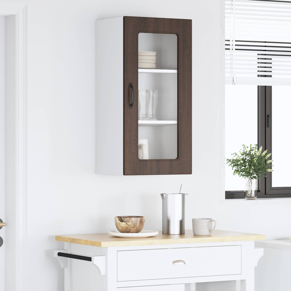 vidaXL Kalmar Single Door Brown Oak Wall Kitchen Cabinet Image 9