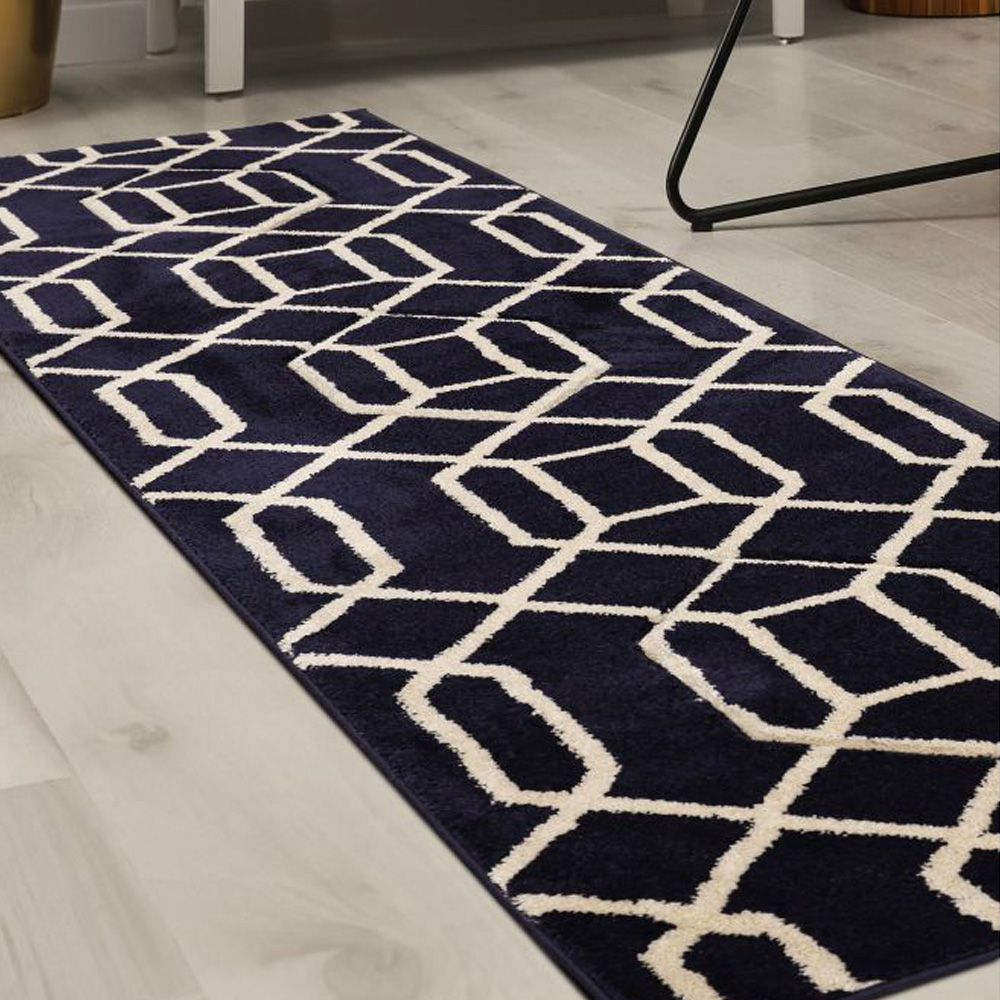 Homemaker Newport Navy Lattice Runner 60 x 200cm Image 1
