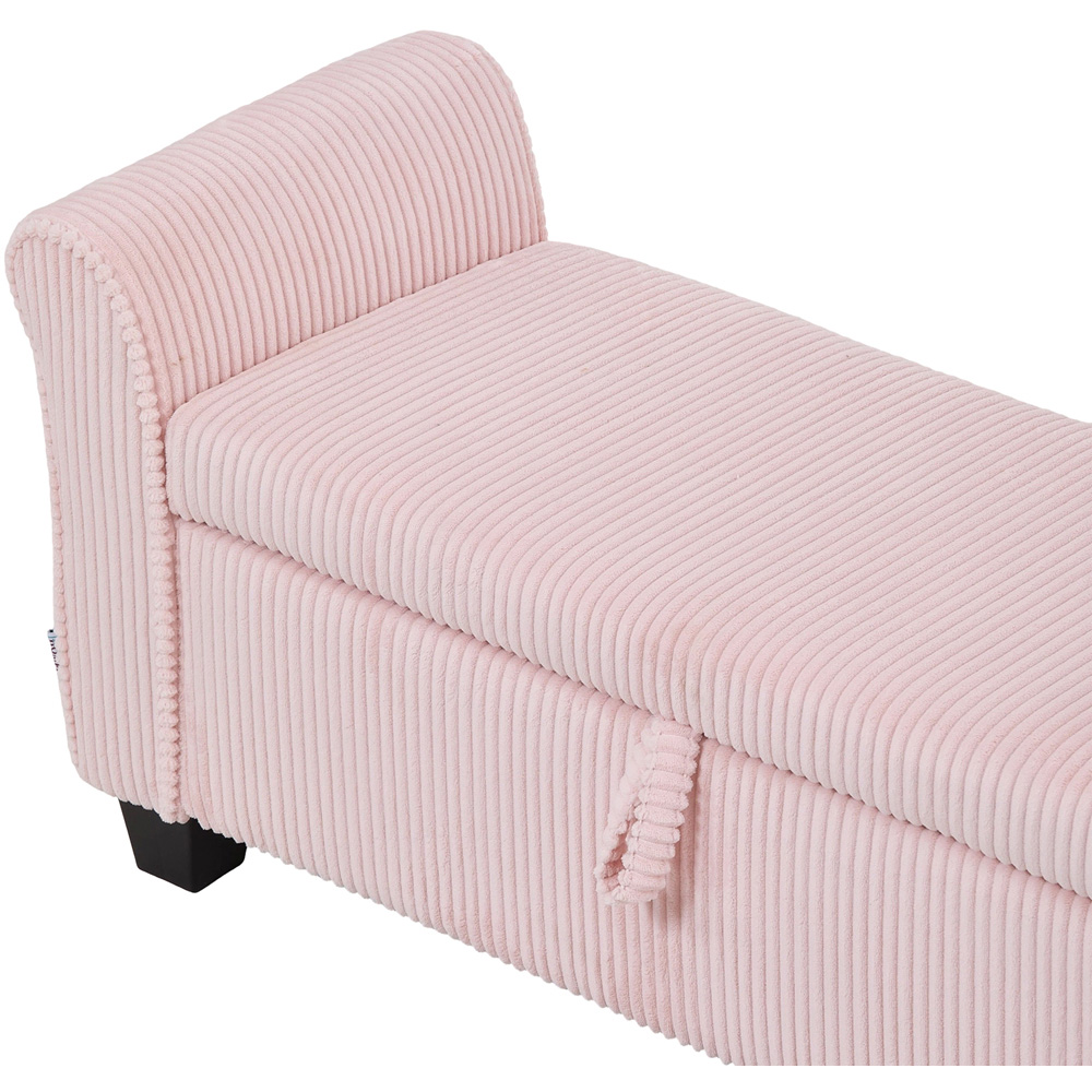 Living and Home Pink Corduroy Storage Bench with Lift-Up Lid Image 4