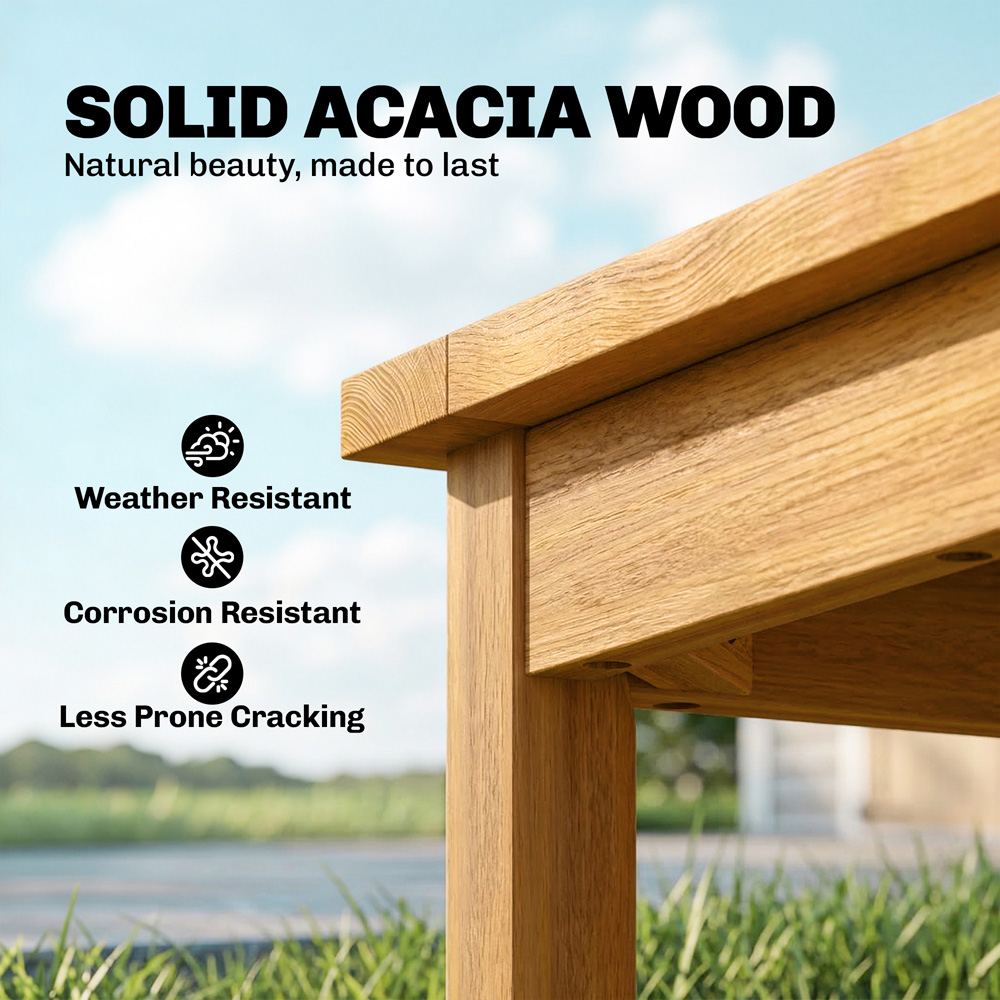 Outsunny Natural Wood Square Outdoor Coffee Table Image 5