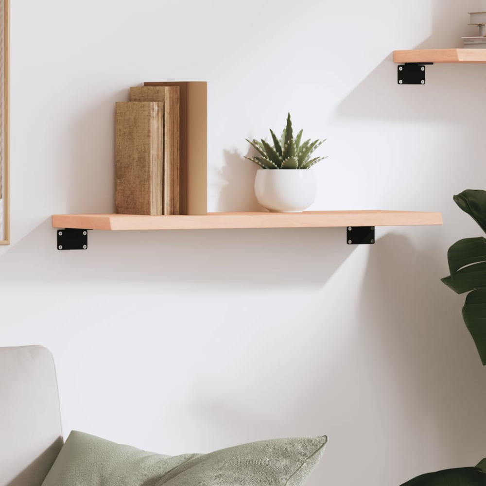 vidaXL 60 x 20 x 2cm Untreated Solid Wood Oak Wall Shelf Image 2