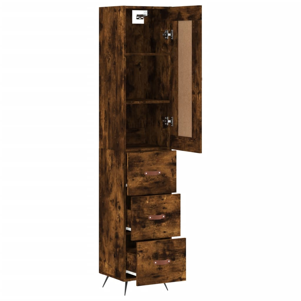 vidaXL Single Door 3 Drawer Smoked Oak Highboard Image 4