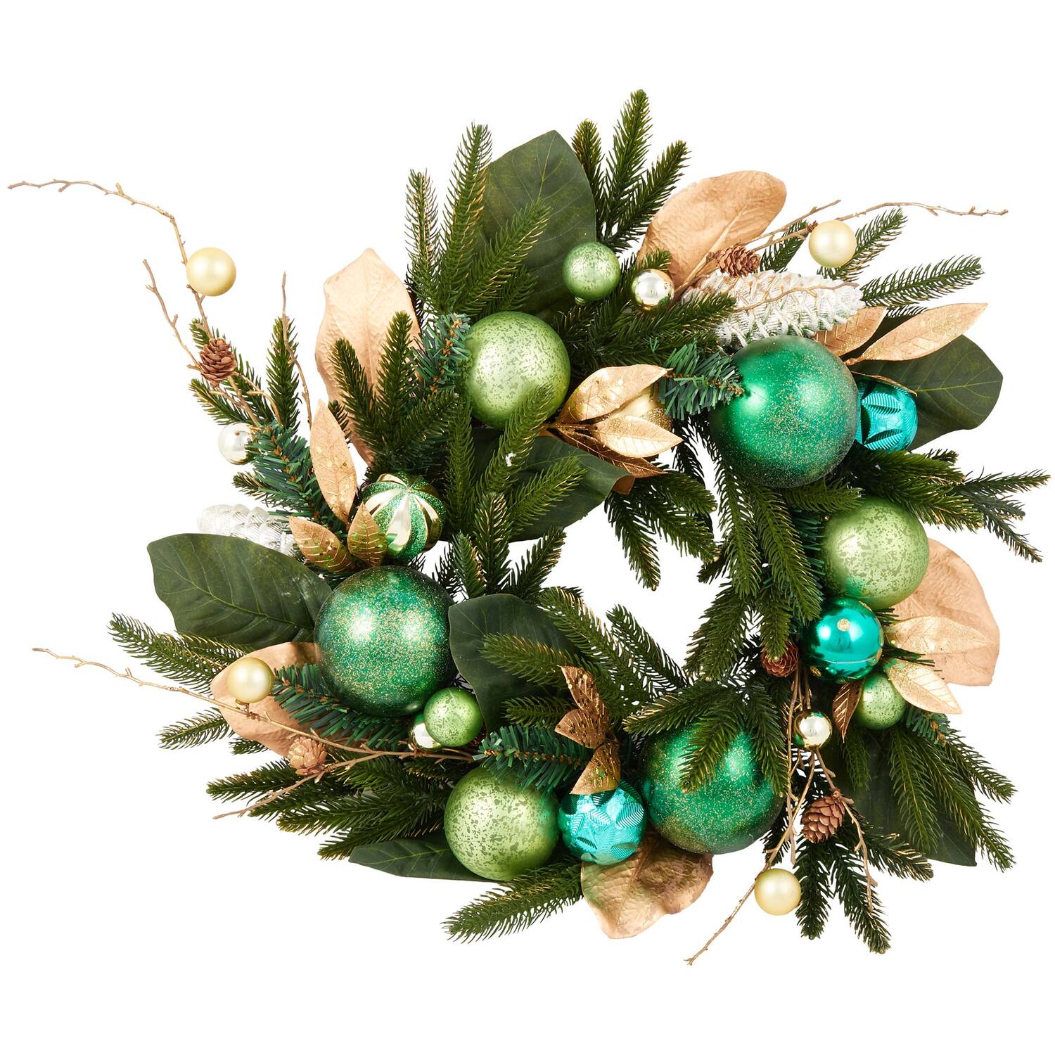 Emerald and Gold Bauble Wreath - Emerald and Gold Image 1