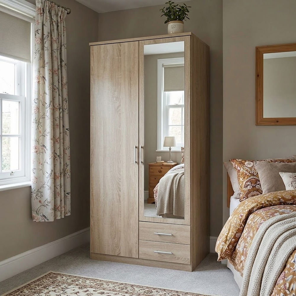 TJ'S Gerven 2 Door 2 Drawer Oak Wardrobe Image 4