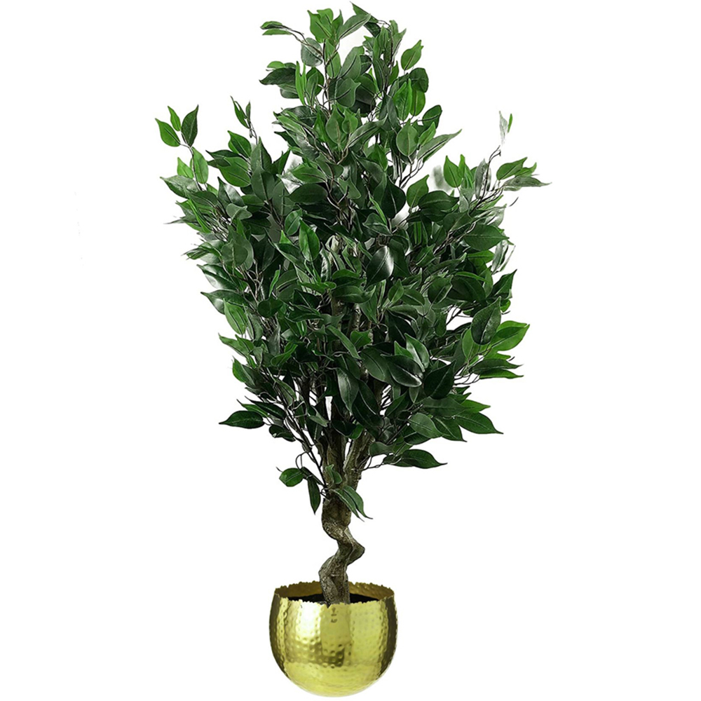 Leaf Realistic Ficus Artificial Plant in Gold Curve Planter 110cm Image 1