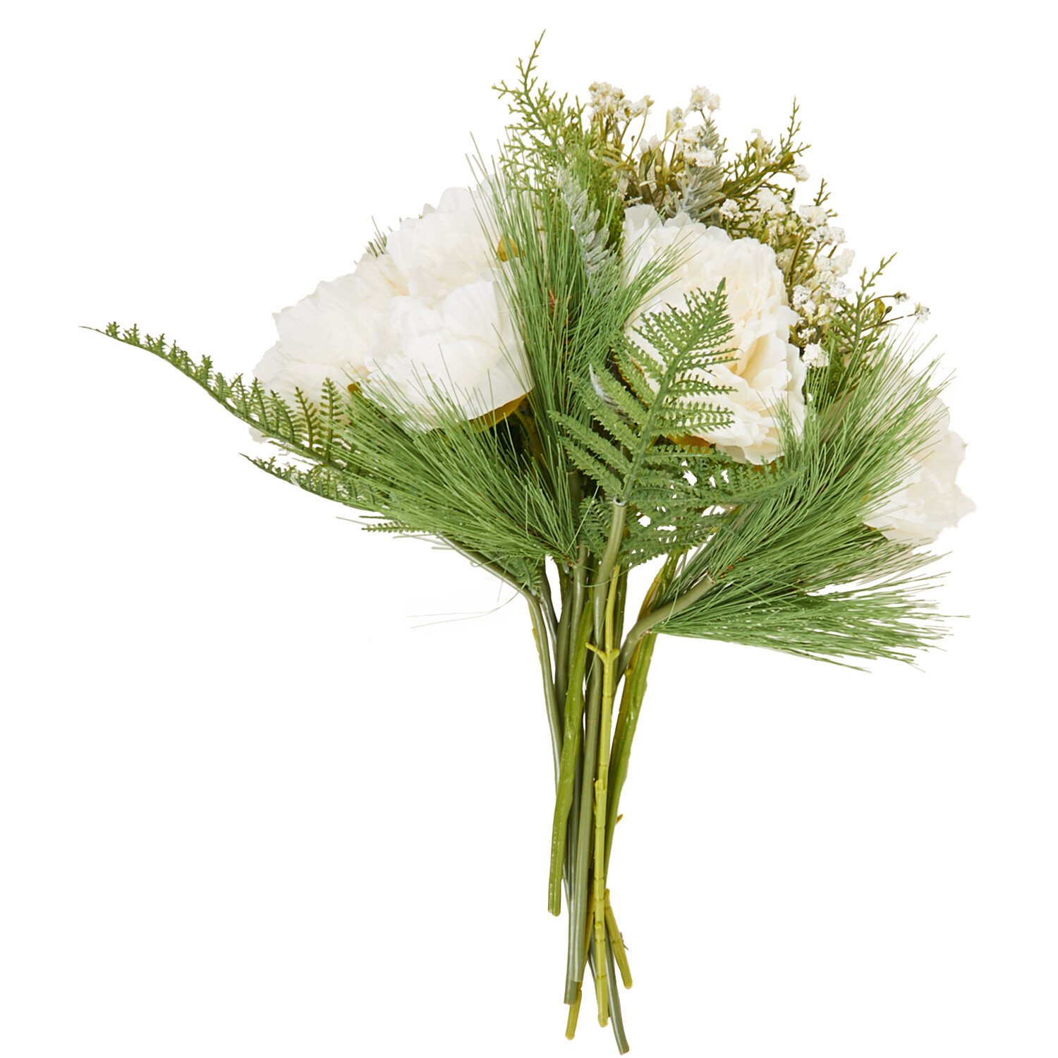 Peony Gypsophelia and Fir Bouquet - White Image 1