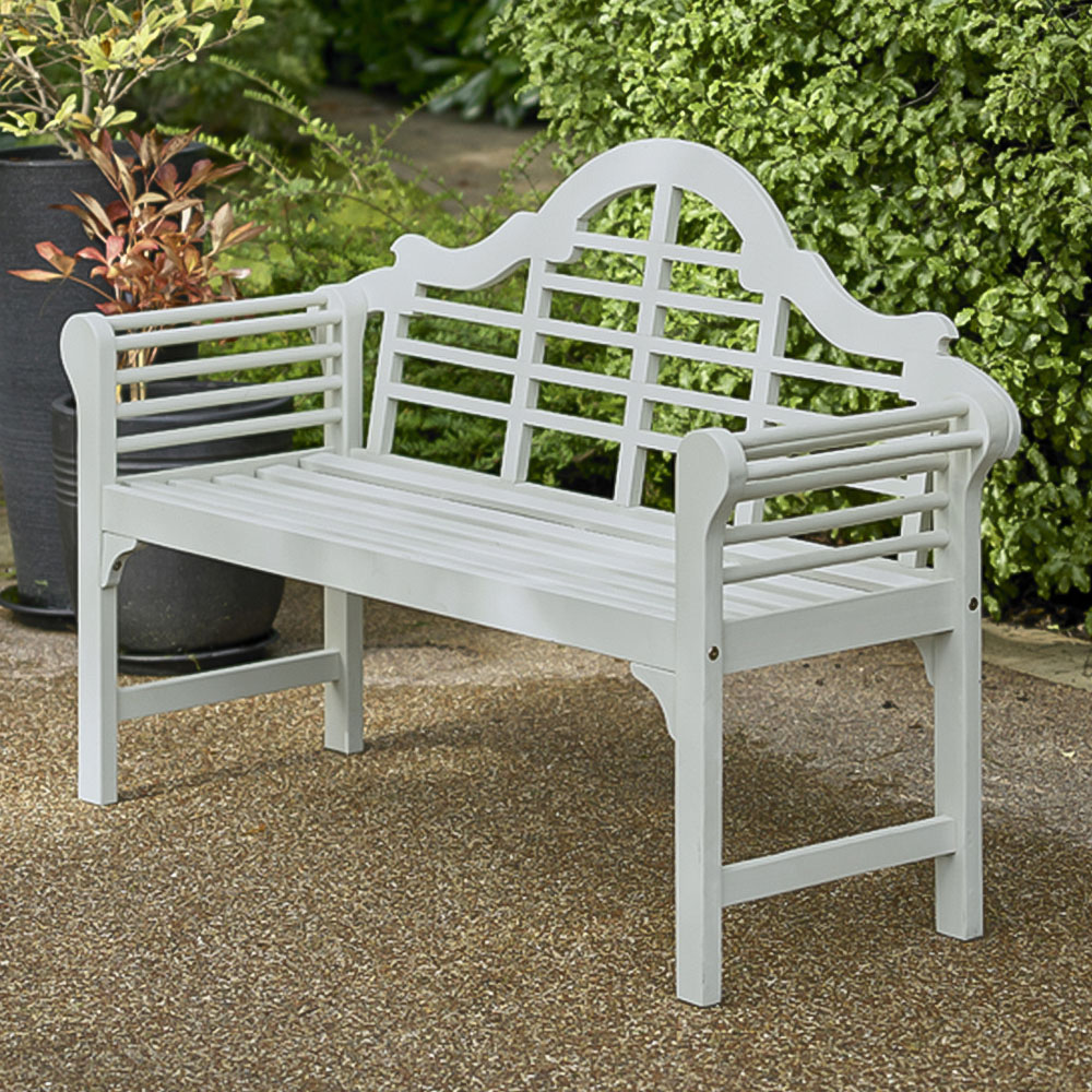 Greenhurst Lutyens 2 Seater Pearl White PU Painted Bench Image 1