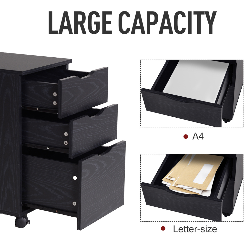 Portland 3 Drawer Filing Cabinet with Wheels Image 6