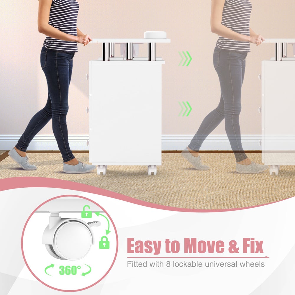 Costway White Manicure Nail Table with Electric Dust Collector Image 6