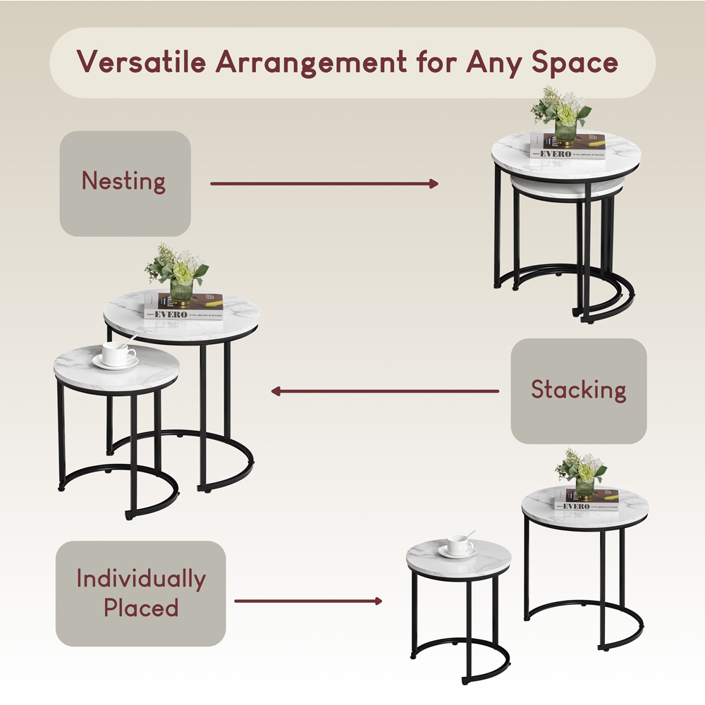 VIDA DESIGNS Brooklyn Marble Nest of Tables Set of 2 Image 6