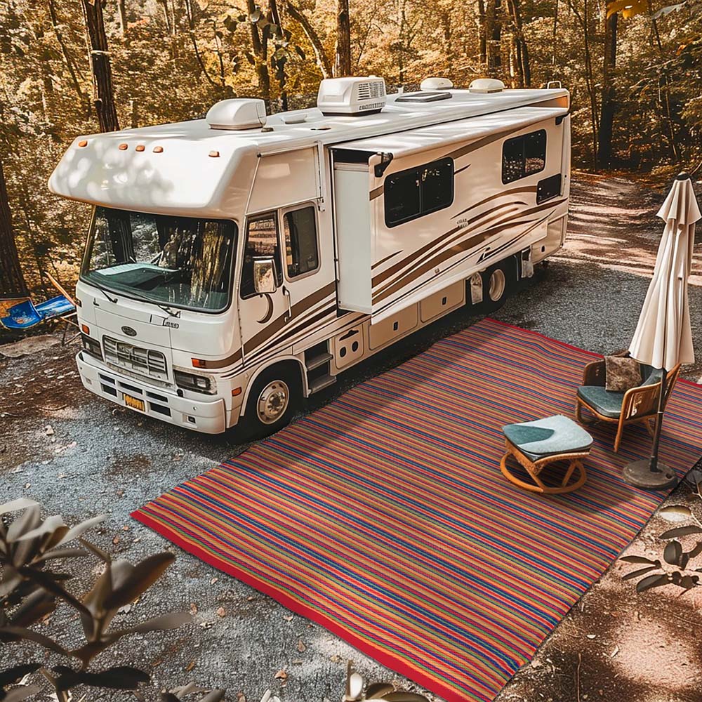 Green Decore Weaver Multi Red Camping and Picnic Rug 270 x 360cm Image 7