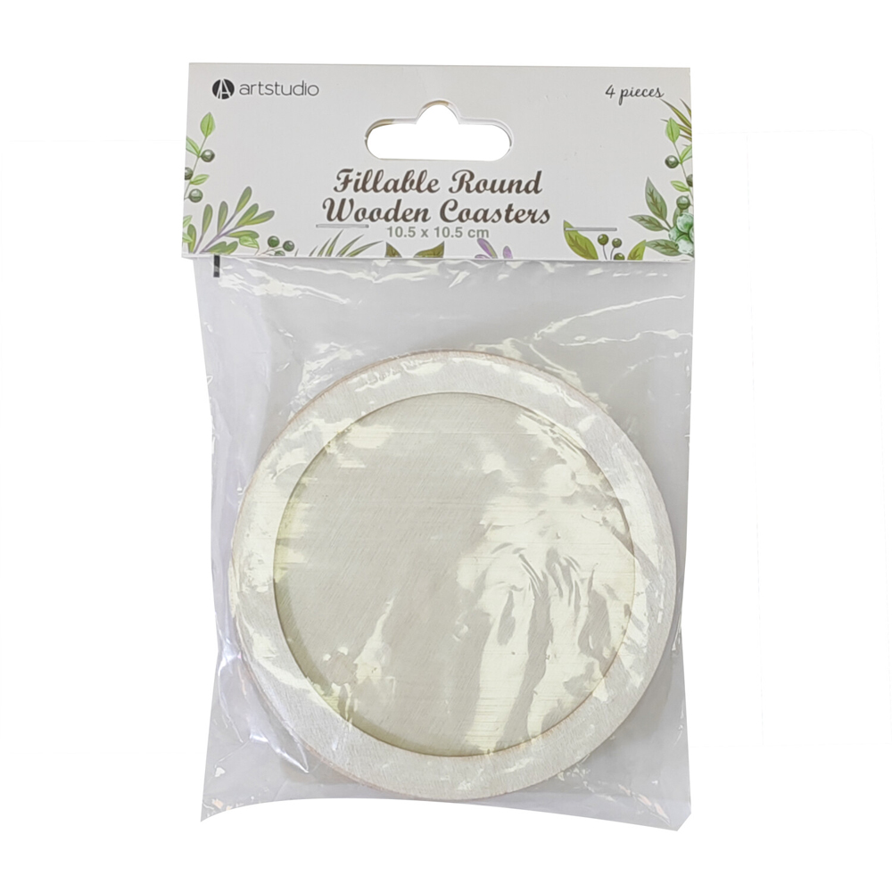 Pack of 4 Fillable Wooden Coasters Image 4