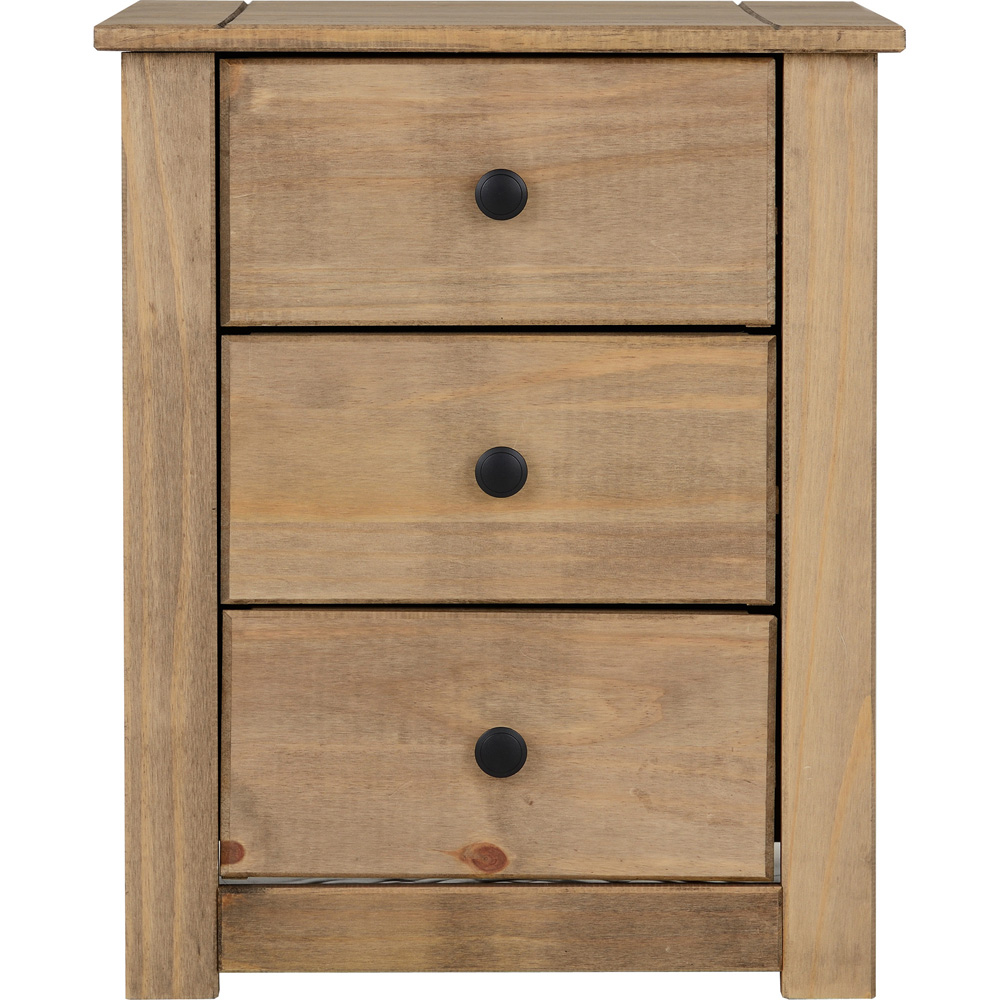 Seconique Panama 3 Drawer Natural Wax Bedside Table Image 3