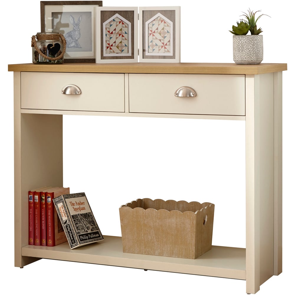 GFW Lancaster 2 Drawer Cream Console Table Image 2