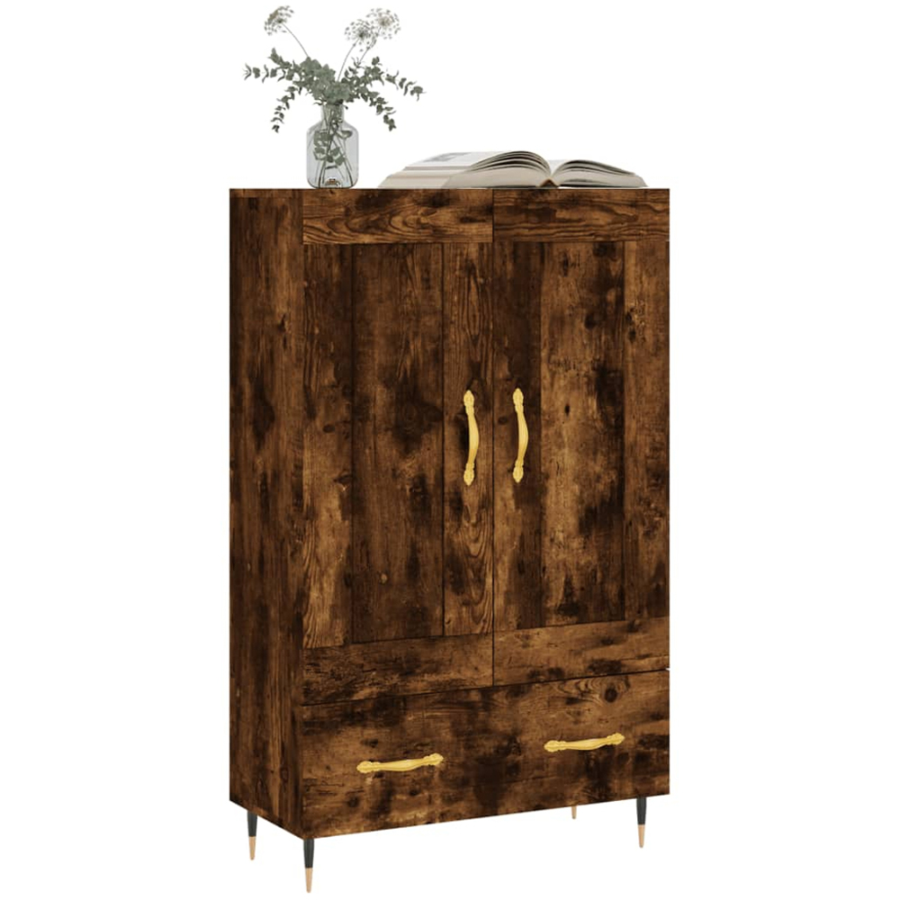 vidaXL 2 Door Single Drawer Smoked Oak Highboard Image 3