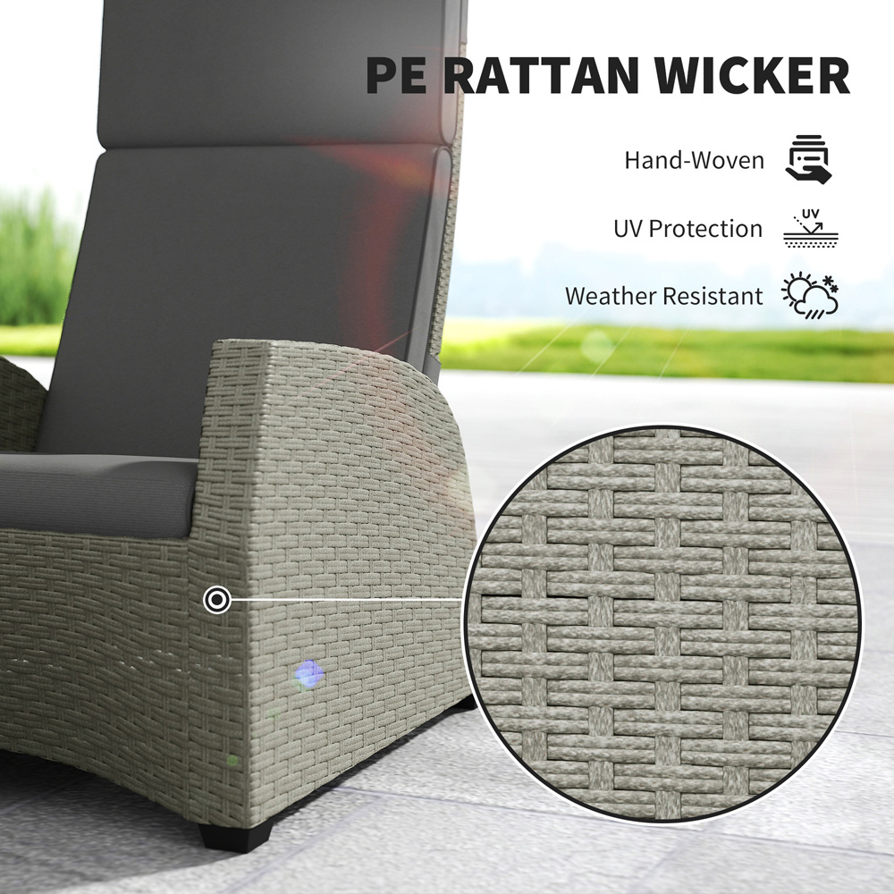 Outsunny 2 Seater Grey Rattan Garden Furniture Set Image 5