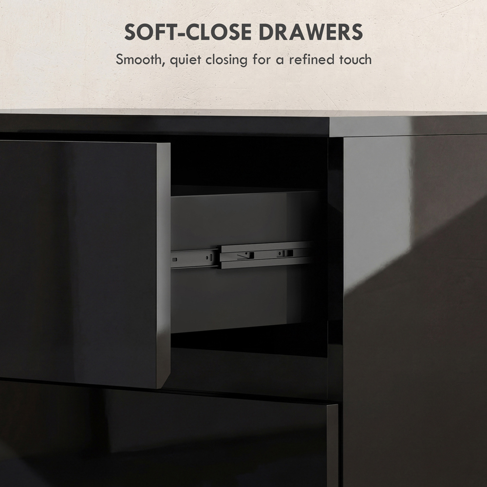 Portland 4 Drawer High Gloss Black Chest of Drawers Image 8