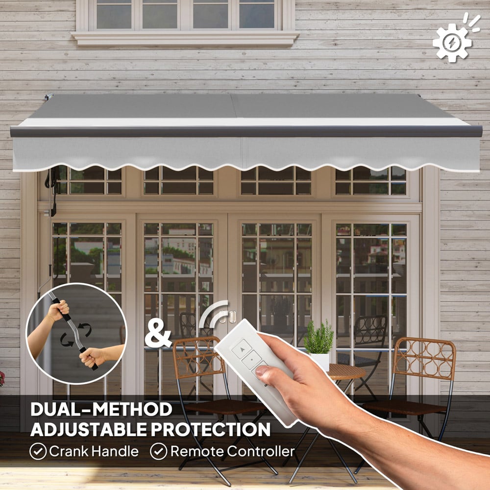 Outsunny 3.5 x 2.5m Light Grey Electric Retractable Awning Image 8