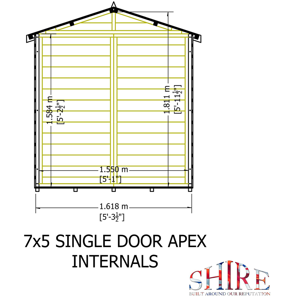 Shire 7 x 5ft Dip Treated Wooden Shiplap Shed Image 8