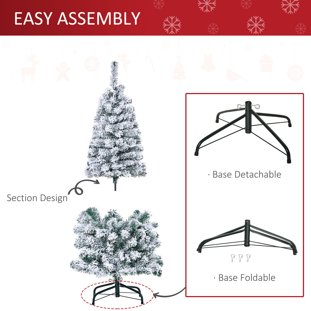 Everglow Warm LED Pre-Lit Snow Flocked Green Artificial Christmas Tree 4ft Image 5