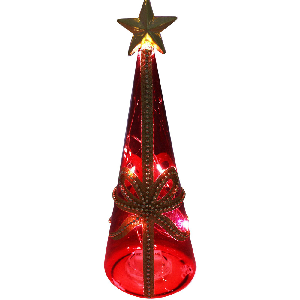 LED Glass Tree with Bow Image 2