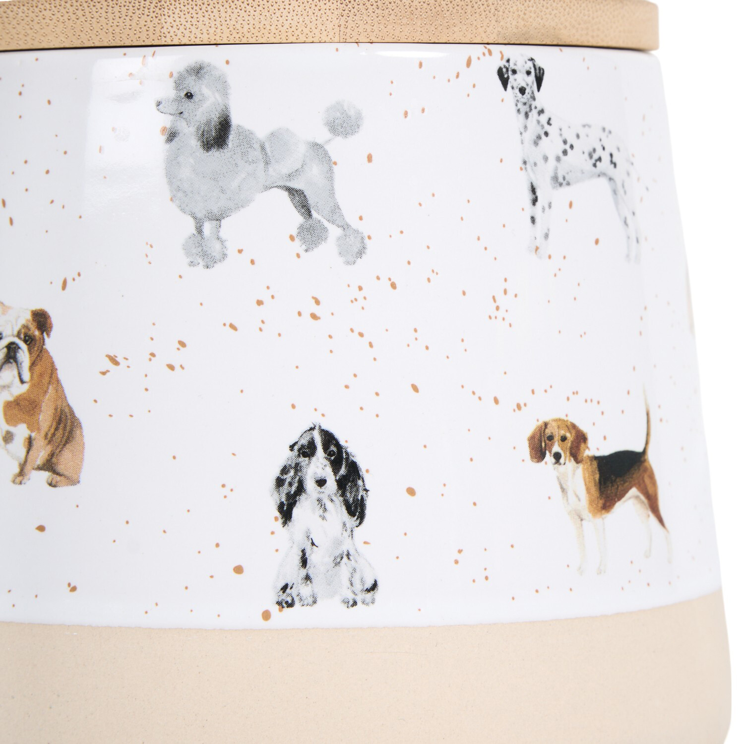 Dog Print Speckled Canister White and Cream Image 3