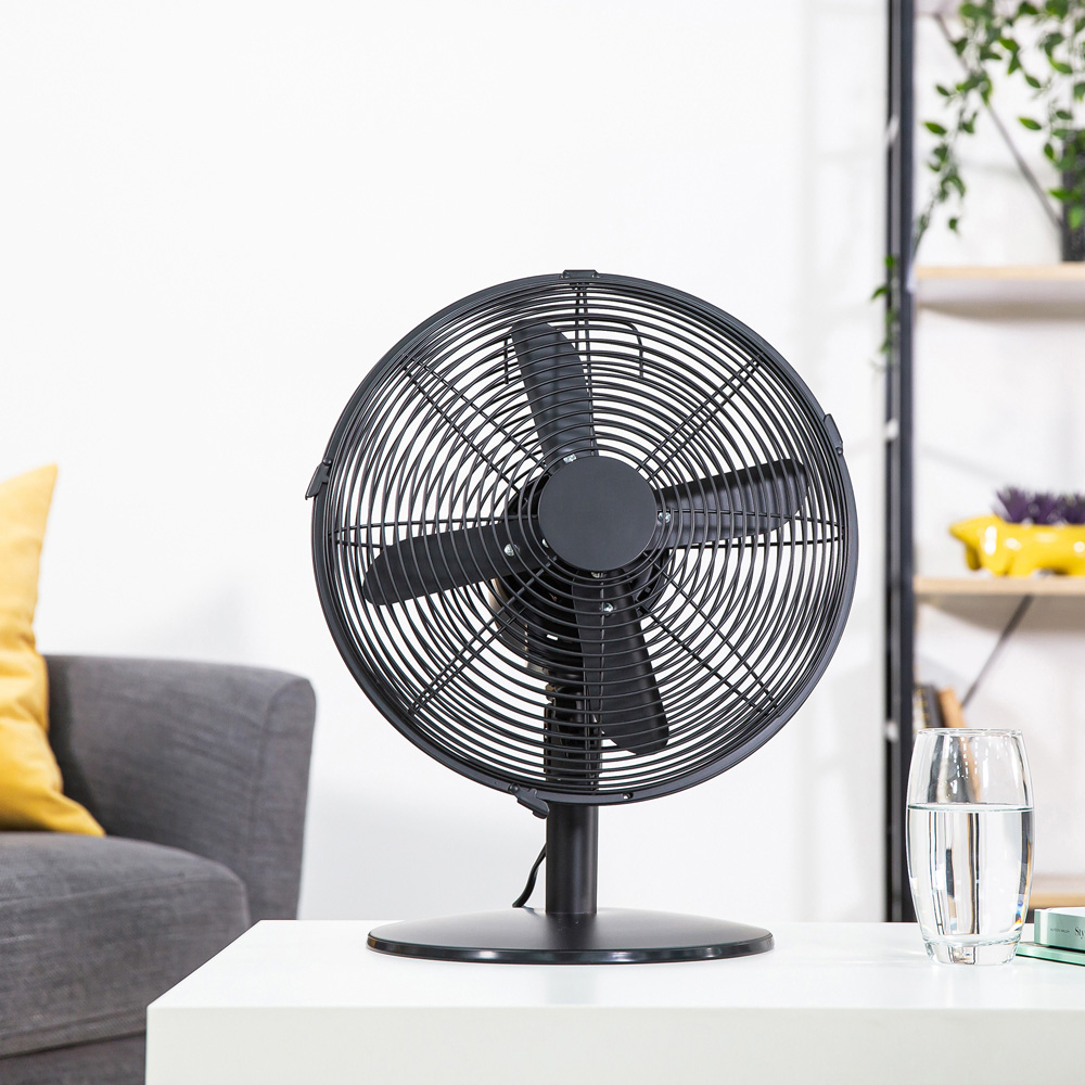 Zanussi Matt Black Metal Desk Fan 12 inch Image 3