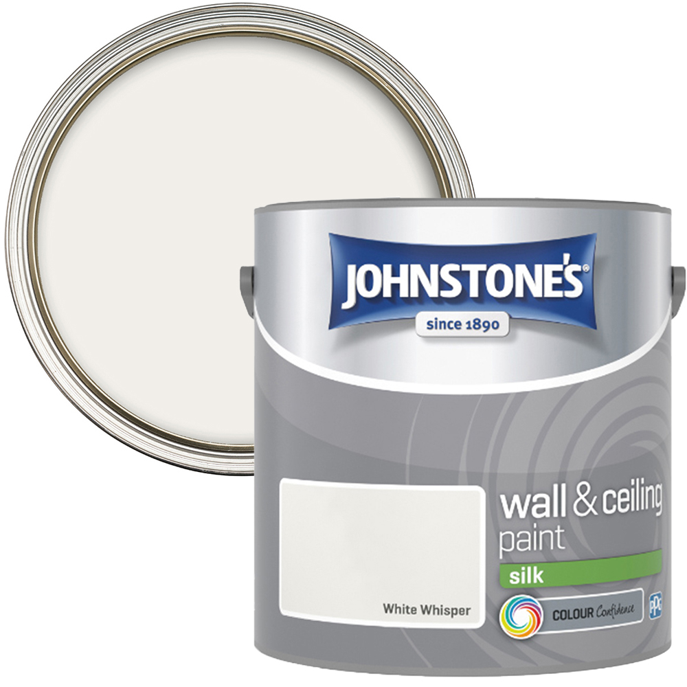 Johnstone's Walls & Ceilings White Whisper Silk Emulsion Paint 2.5L Image 1