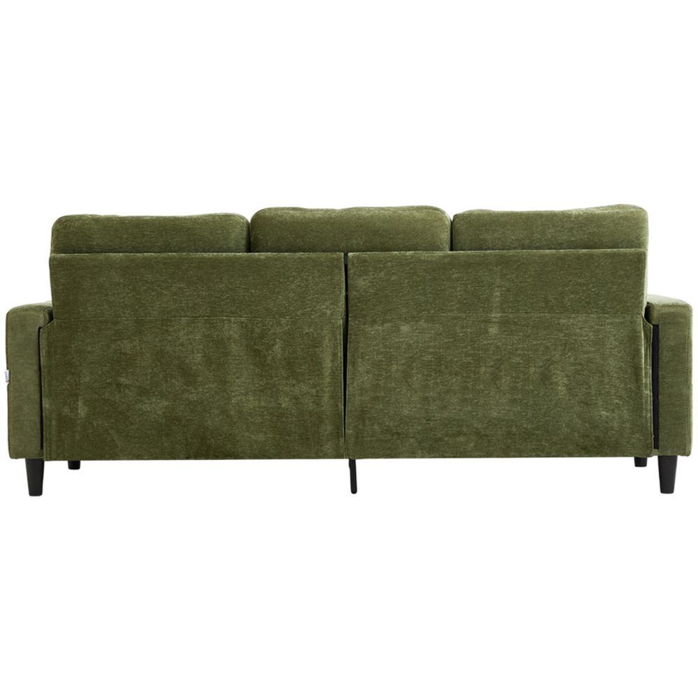 Living and Home 4 Seater Green Chenille Sofa with Footstool and Cup Holders Image 4