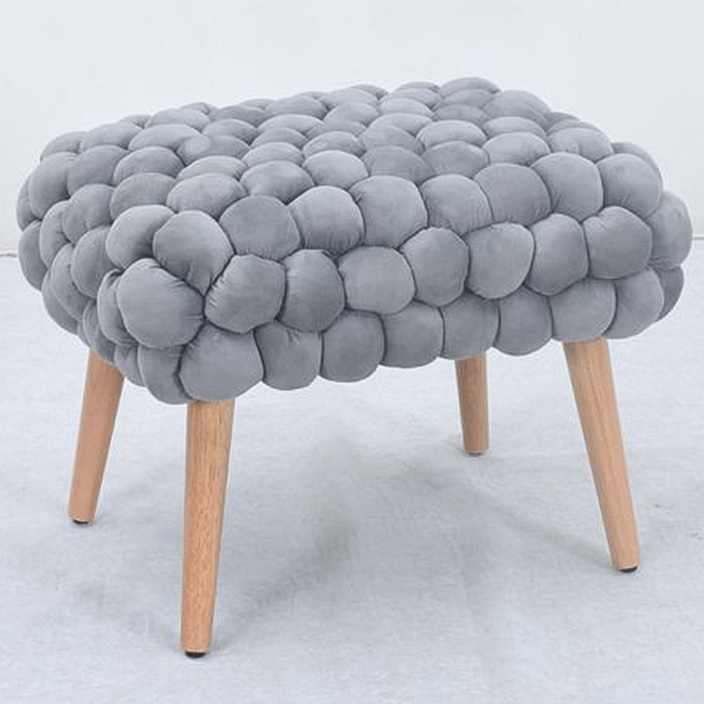Artemis Home Cushla Grey Bubbly Velvet Small Footstool Image 1