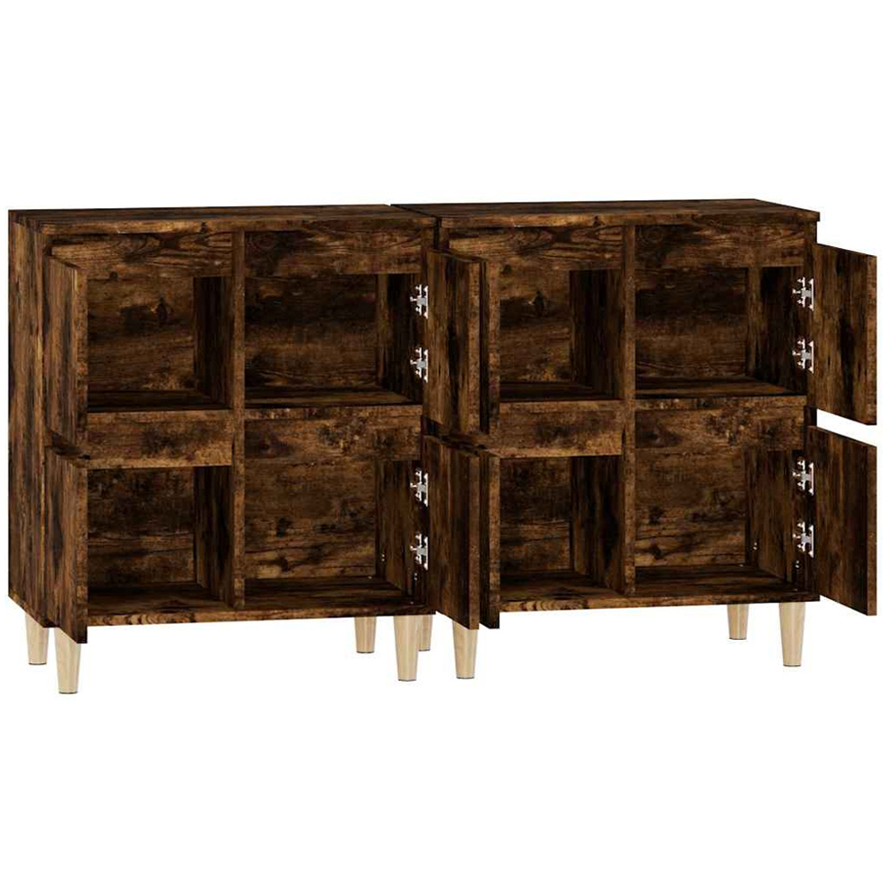 vidaXL 4 Door Smoked Oak Sideboard Set of 2 Image 6