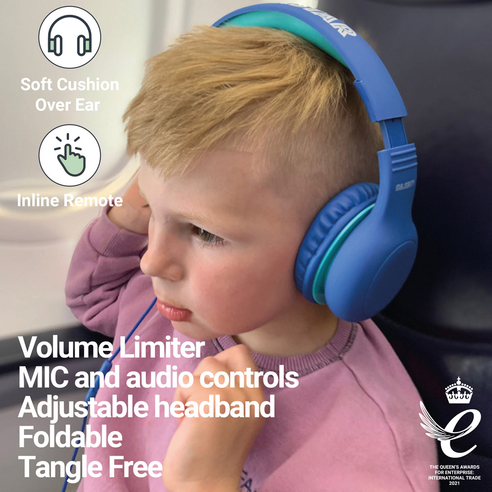 Majority Superstar Kids Blue Foldable Wired Headphones with Sound Limiter Image 5