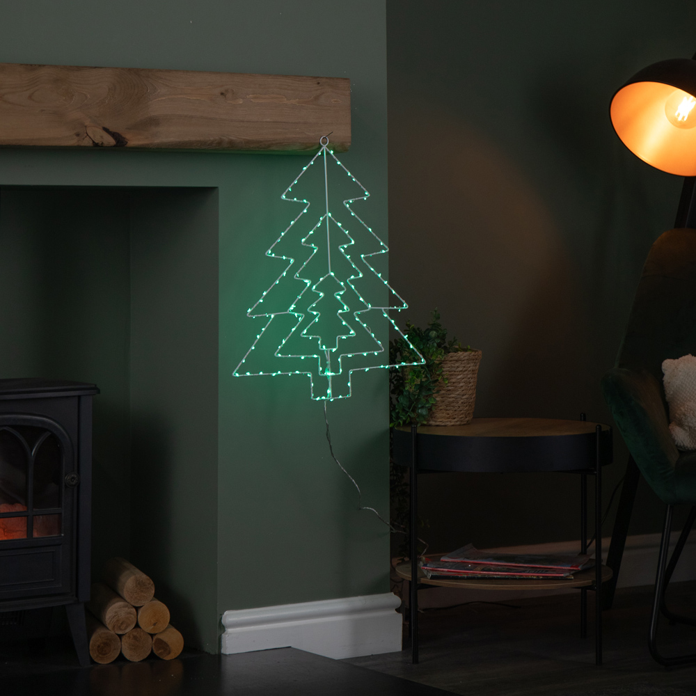 Samuel Alexander Green LEDs Light Up 3 Layered Christmas Tree Decoration Image 2