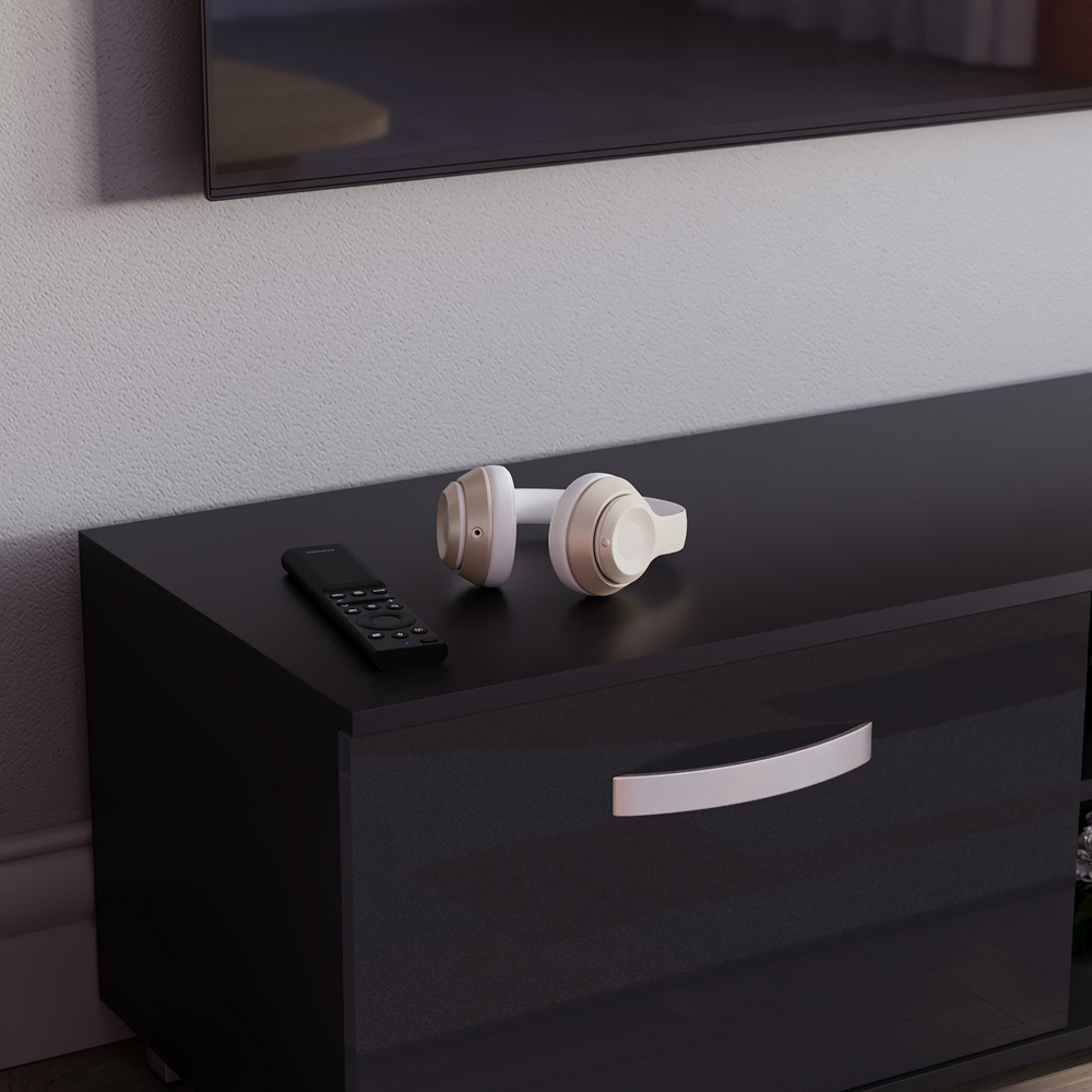 Vida Designs Cosmo 2 Door 2 Shelf Black TV Unit Image 3