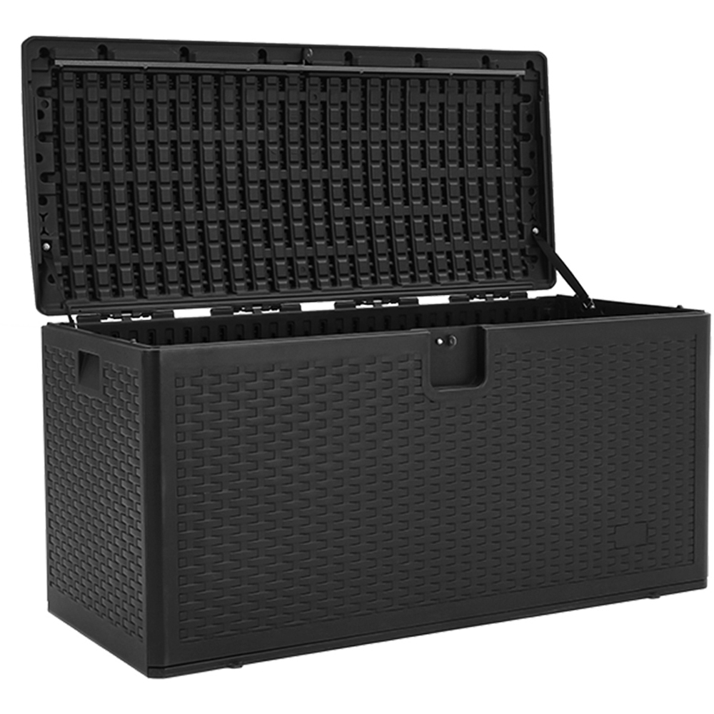 Living and Home 375L Black HDPE Rattan Textured Deck Box Image 3