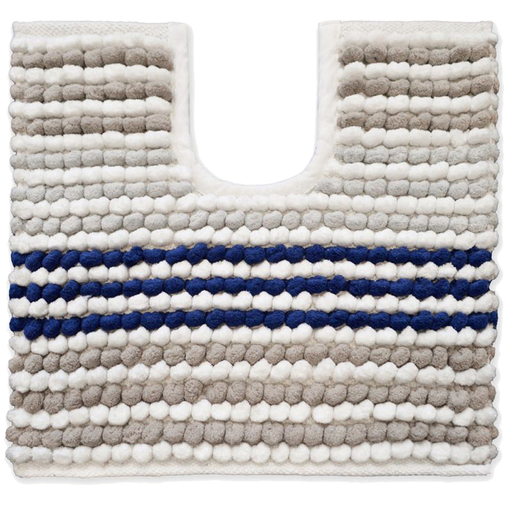 Allure Bath Fashions Navy Striped Chunky Bobble Pedestal Mat 50 x 50cm Image 1