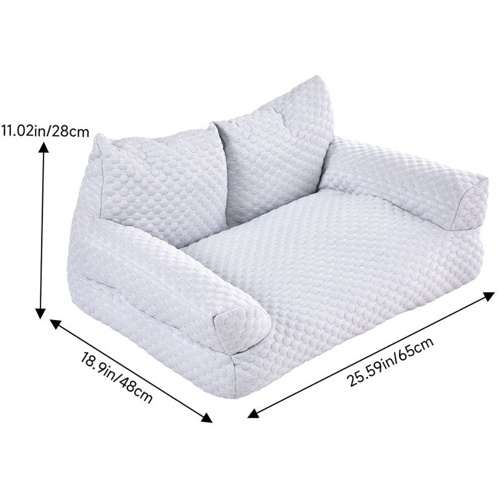 H&O Direct 65cm Light Grey Ice Silk Pet Sofa Bed Image 4