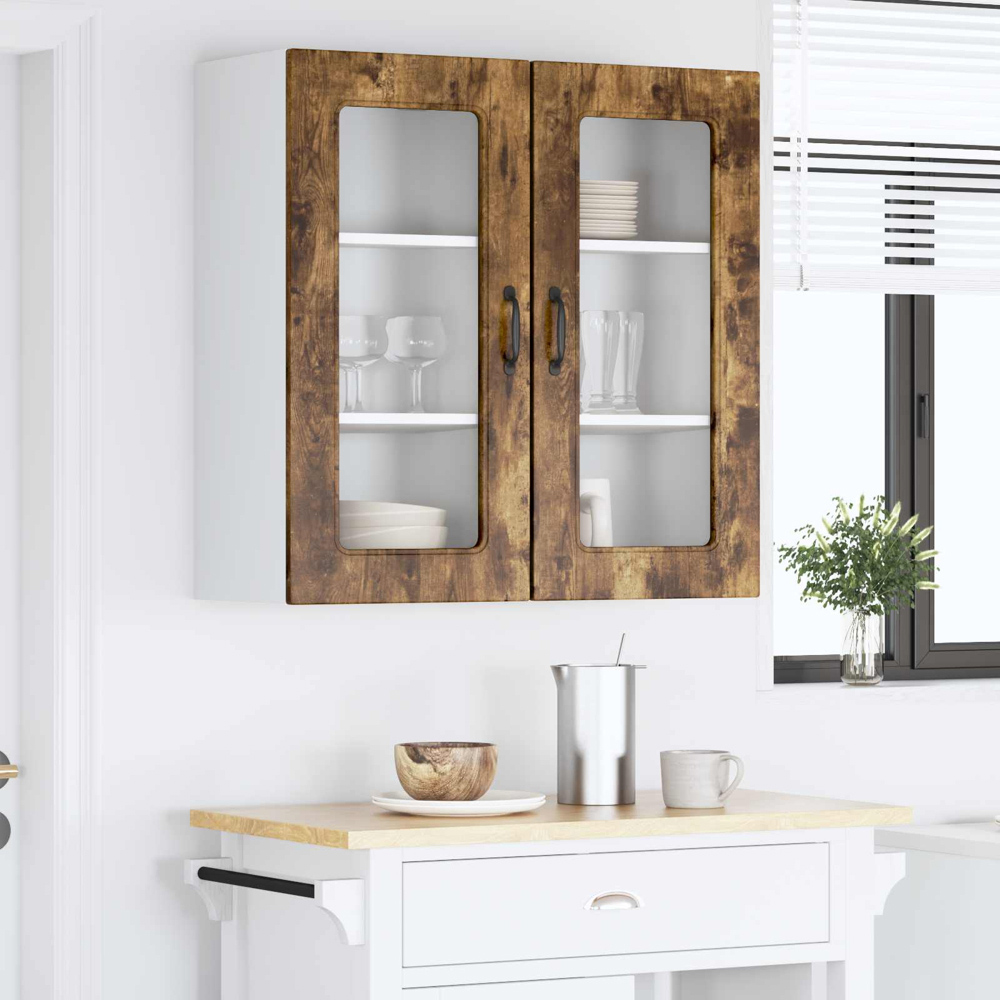 vidaXL Kalmar Single Door Smoked Oak Wall Kitchen Cabinet 2 Pack Image 9