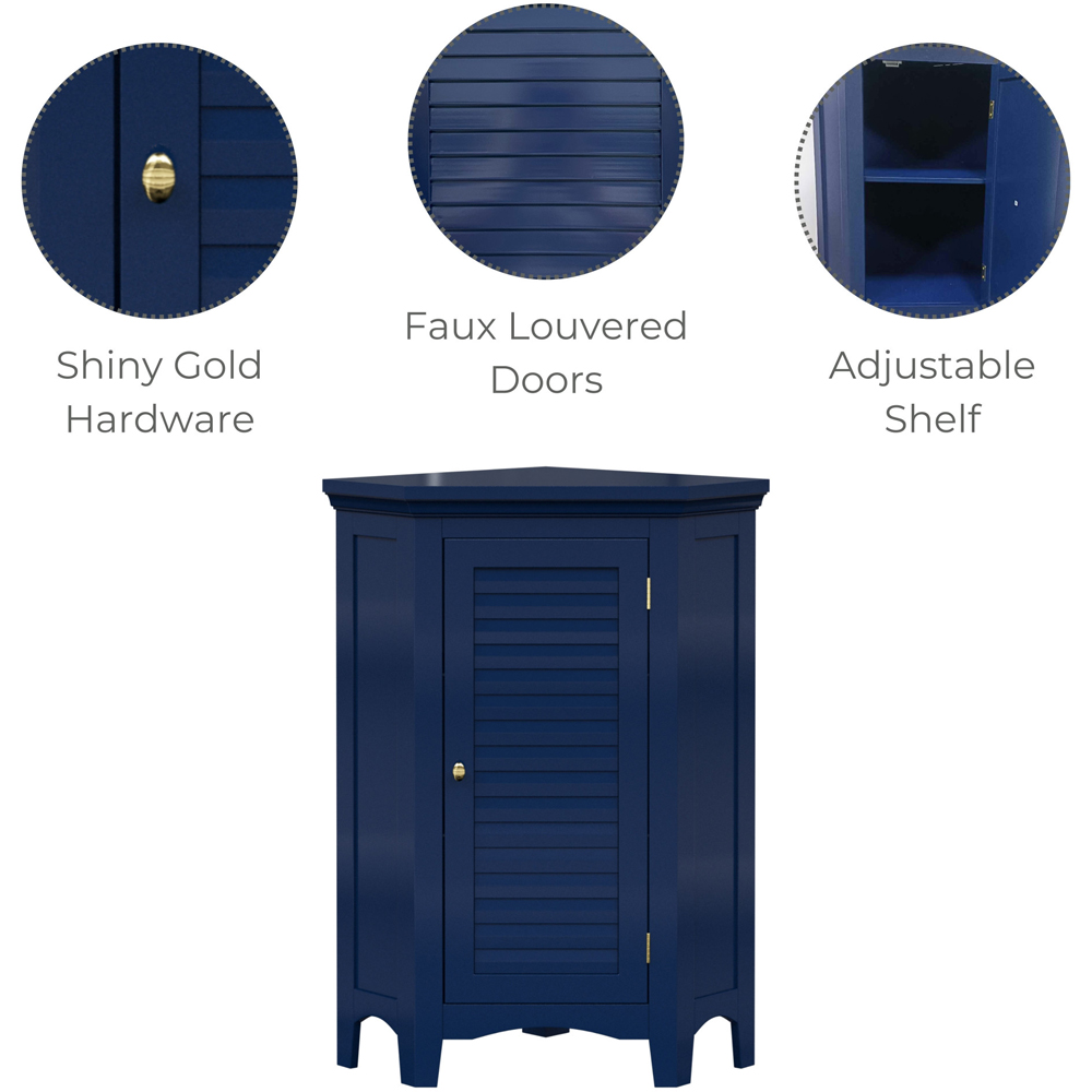 Teamson Home Glancy Single Door Navy Wooden Corner Stand Floor Cabinet 32 inch Image 7