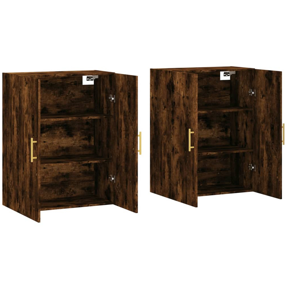 vidaXL 2 Door Smoked Oak Wall Mounted Cabinet 2 Pack Image 4