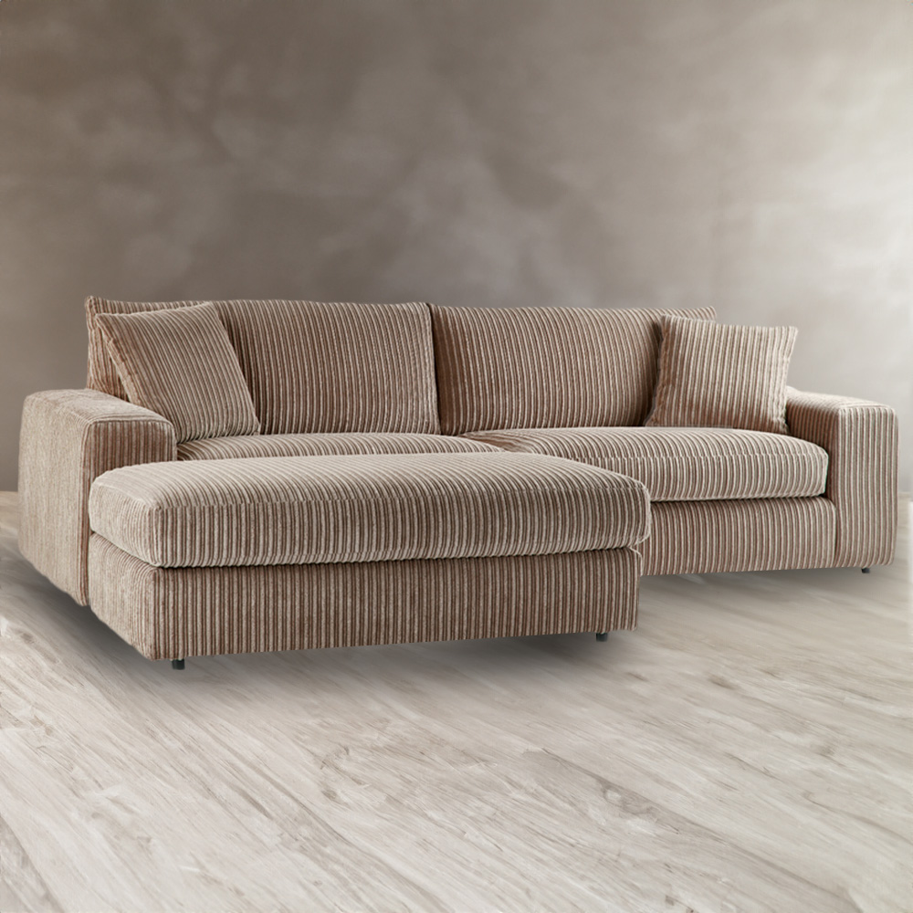 Portland Luciana Luxury 4 Seater Coffee Jumbo Cord Corner Sofa Image 1