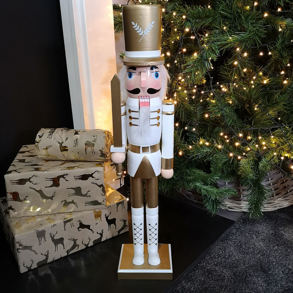 Samuel Alexander Wooden Nutcracker Soldier Decoration with White Body and Shoes Image 2