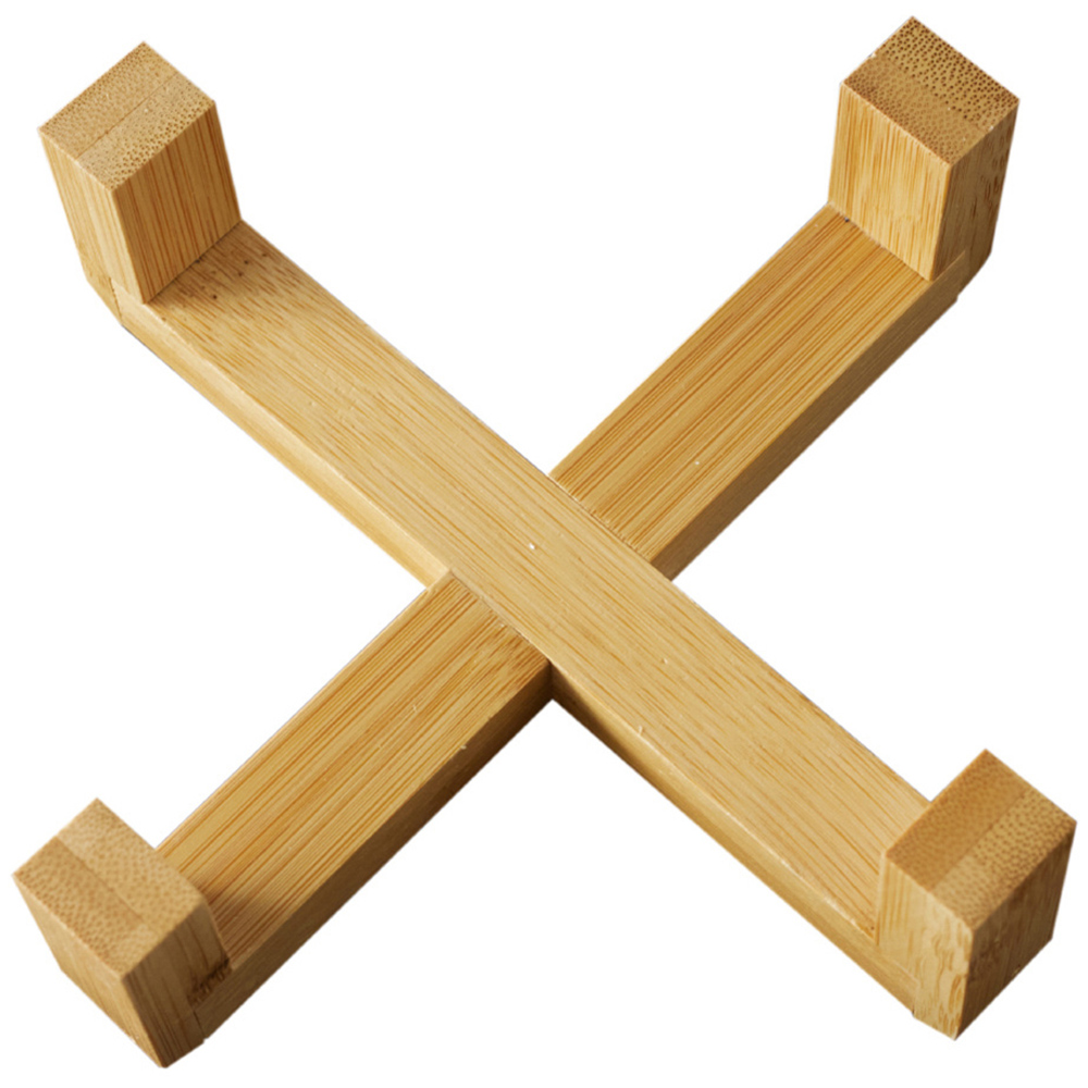 H&O Direct White Ceramic Bowl Pet Feeder with Wooden Stand Image 2