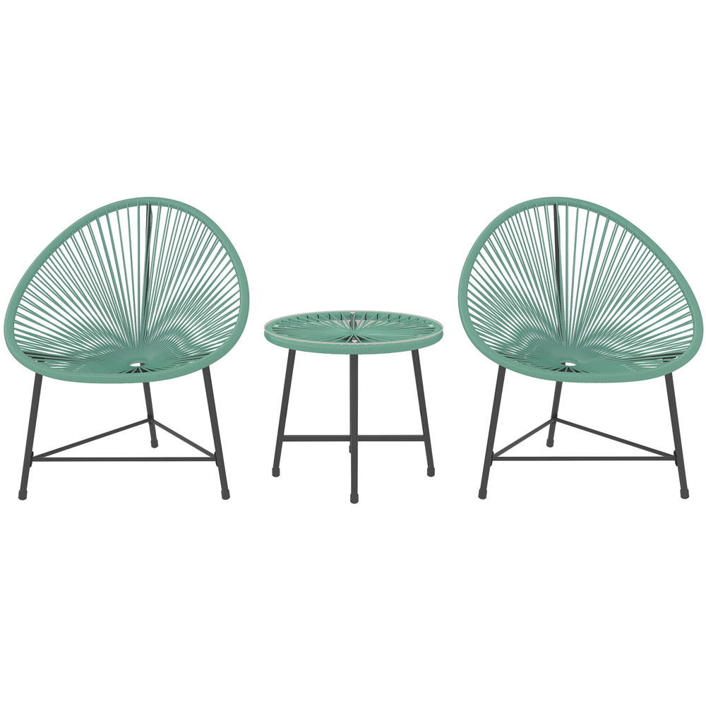 Outsunny 2 Seater Green Rattan Acapulco Garden Bistro Set Image 2