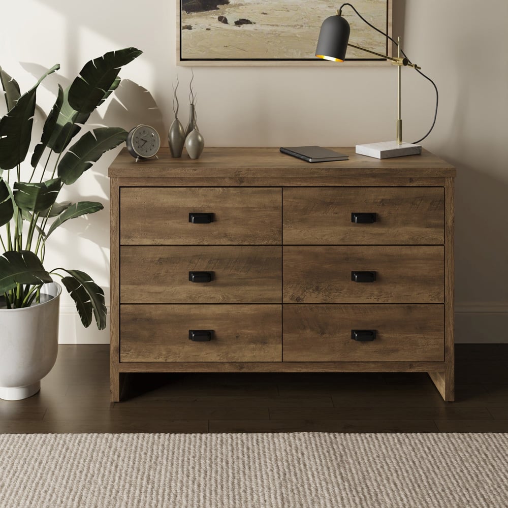 GFW Boston 6 Drawer Knotty Oak Chest of Drawers Image 5